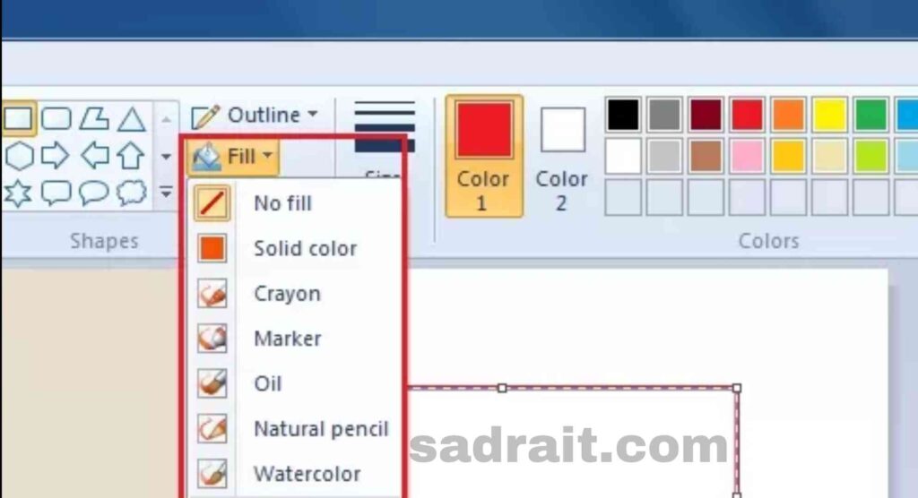 نرم افزار paint در کامپیوتر 